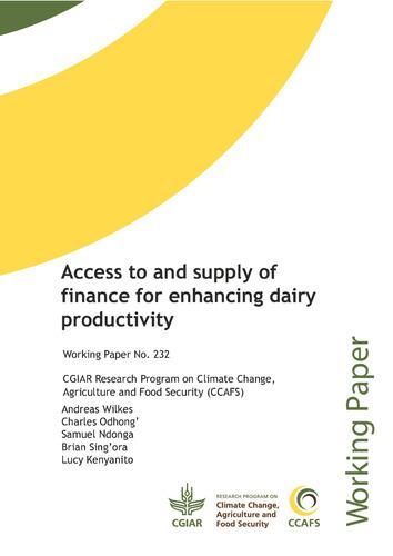 Access to and supply of finance for enhancing dairy productivity