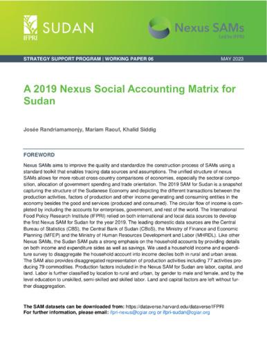 A 2019 nexus social accounting matrix for Sudan