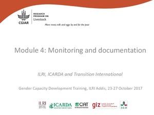 Gender Capacity Development Training Module 4: Monitoring and documentation