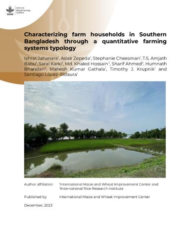 Characterizing farm households in Southern Bangladesh through a quantitative farming systems typology