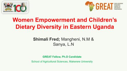 Women Empowerment and Children’s Dietary Diversity in Eastern Uganda
