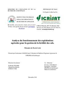 Analyse du fonctionnement des exploitations agricoles pour la gestion de la fertilité des sols