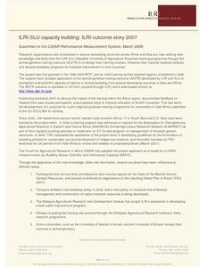 ILRI-SLU capacity building: ILRI outcome story 2007