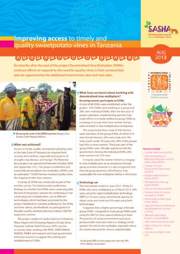 Improving access to timely and quality sweetpotato vines in Tanzania