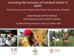 Assessing the inclusion of livestock sector in NAIPs: Preliminary case study of Uganda, Mozambique, Kenya, Rwanda and Nigeria