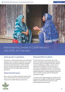 Mainstreaming gender in CGIAR research: 2012-2016. An overview