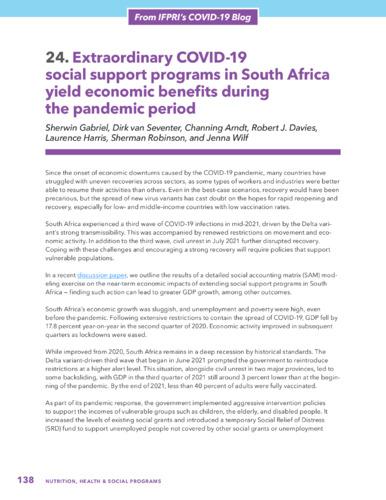 Extraordinary COVID-19 social support programs in South Africa yield economic benefits during the pandemic period