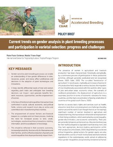 Current trends on gender analysis in plant breeding processes and participation in varietal selection: Progress and challenges