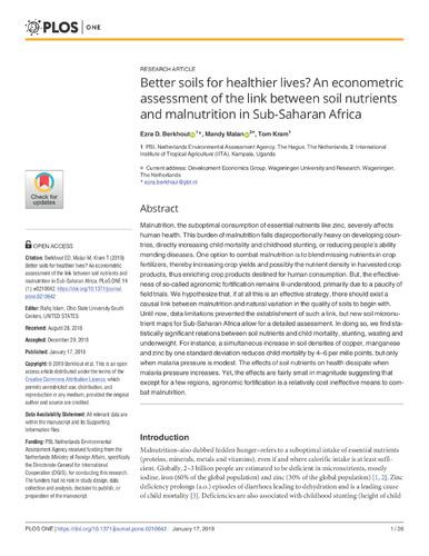 Better soils for healthier lives? An econometric assessment of the link between soil nutrients and malnutrition in sub-Saharan Africa