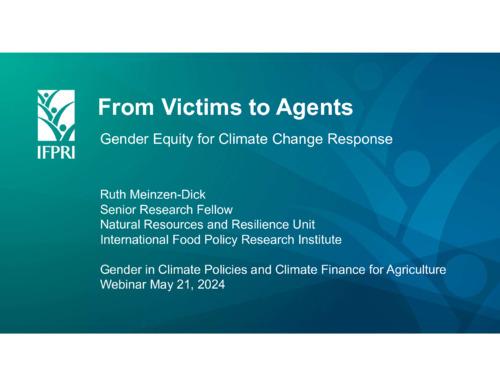 From victims to agents: Gender equity for climate change response