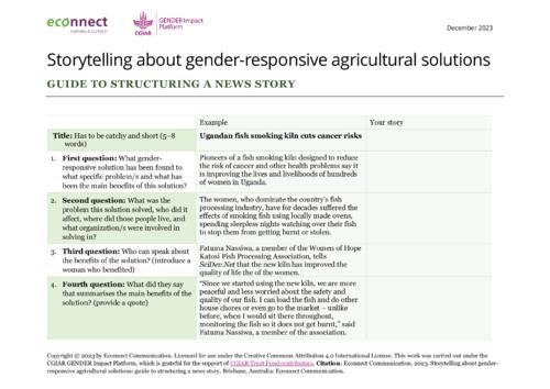 Storytelling about gender-responsive agricultural solutions: Guide to structuring a news story