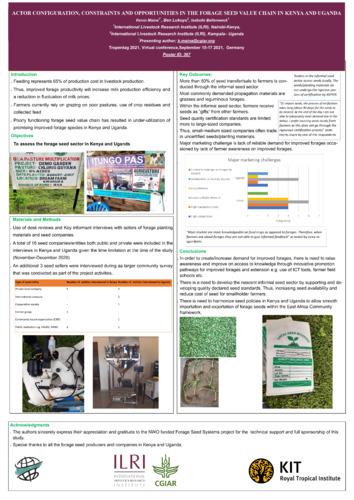 Actor Configuration, Constraints and Opportunities in the Forage Seed Value Chain in Kenya and Uganda