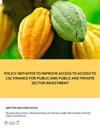 Policy initiative to improve access to CSC Finance for Public and Private Sector Investment