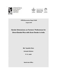 Gender Dimensions on Farmers’ Preferences for  Direct-Seeded Rice with Drum Seeder in India