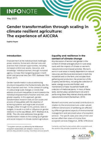 Gender transformation through scaling in climate resilient agriculture: The experience of AICCRA