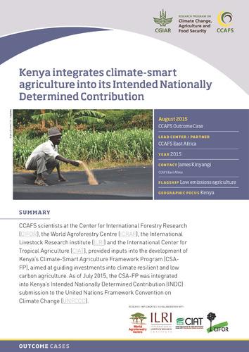 Kenya integrates Climate-Smart Agriculture into its Intended Nationally Determined Contribution