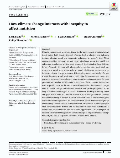 How climate change interacts with inequity to affect nutrition