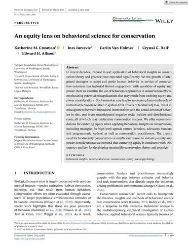 An equity lens on behavioral science for conservation