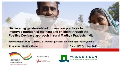 Discovering gender-related uncommon practices for improved nutrition of mothers and children through the Positive Deviance approach in rural Madhya Pradesh, India