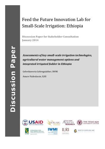 Assessments of key small-scale irrigation technologies, agricultural water management options and integrated irrigated fodder in Ethiopia