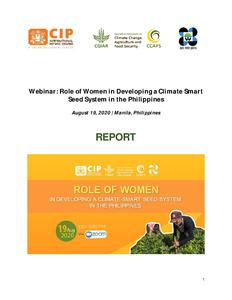 Webinar: Role of Women in Developing a Climate Smart Seed System in the Philippines
