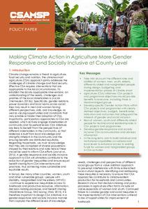 Making Climate Action in Agriculture More Gender Responsive and Socially Inclusive at County Level