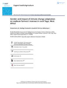 Gender and impact of climate change adaptation on soybean farmers' revenue in rural Togo, west Africa