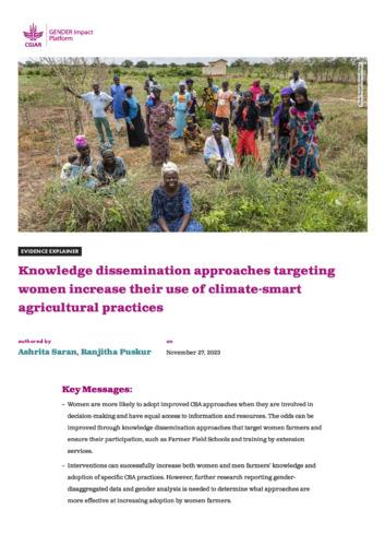 Knowledge dissemination approaches targeting women increase their use of climate-smart agricultural practices