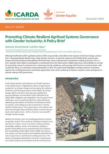 Promoting Climate-Resilient Agrifood Systems Governance  with Gender Inclusivity: A Policy Brief