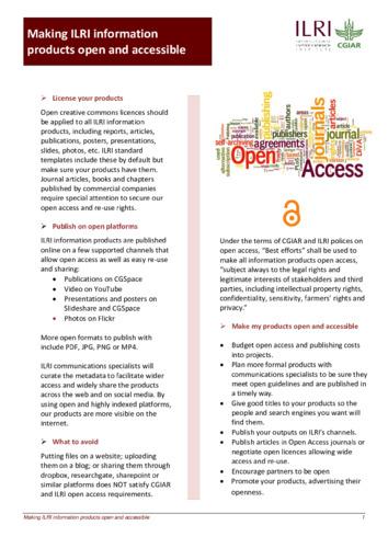 Making ILRI information products open and accessible