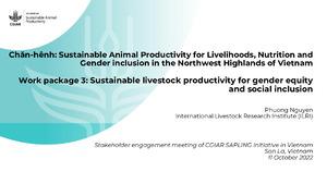 Chăn-hênh: Sustainable Animal Productivity for Livelihoods, Nutrition and Gender inclusion in the Northwest Highlands of Vietnam, Work package 3: Sustainable livestock productivity for gender equity and social inclusion
