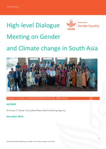 High-level Dialogue Meeting on Gender and Climate change in South Asia