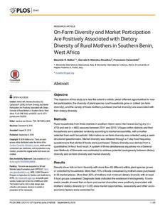 On-farm diversity and market participation are positively associated with dietary diversity of rural mothers in southern Benin, West Africa