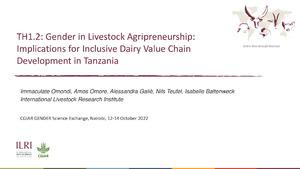 TH1.2: Gender in Livestock Agripreneurship: Implications for Inclusive Dairy Value Chain Development in Tanzania