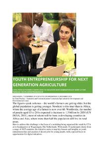 Youth entrepreneurship for next generation agriculture