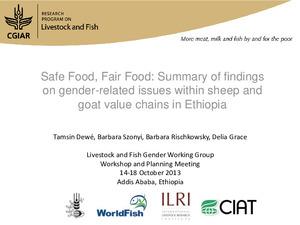 Safe Food, Fair Food: Summary of findings on gender-related issues within sheep and goat value chains in Ethiopia