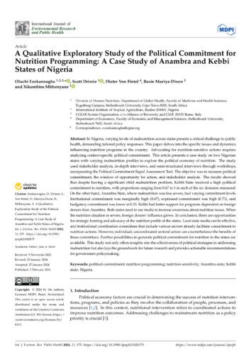 A Qualitative Exploratory Study of the Political Commitment for Nutrition Programming: A Case Study of Anambra and Kebbi States of Nigeria