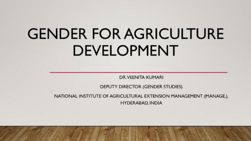 Gender for Agriculture Development