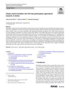 Citizen science breathes new life into participatory agricultural research. A review