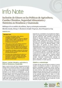 Inclusión de Género en las Políticas de Agricultura, Cambio Climático, Seguridad Alimentaria y Nutrición en Honduras y Guatemala