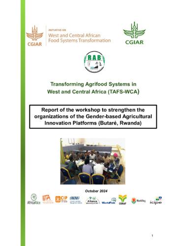 Report of the workshop to strengthen the  organizations of the Gender-based Agricultural  Innovation Platforms (Butaré, Rwanda)