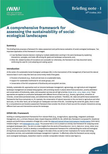A comprehensive framework for assessing the sustainability of social-ecological landscapes