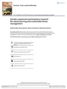 Gender-responsive participatory research for social learning and sustainable forest management