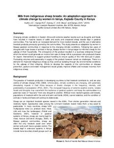 Milk from indigenous sheep breeds: An adaptation approach to climate change by women in Isinya, Kajiado County in Kenya