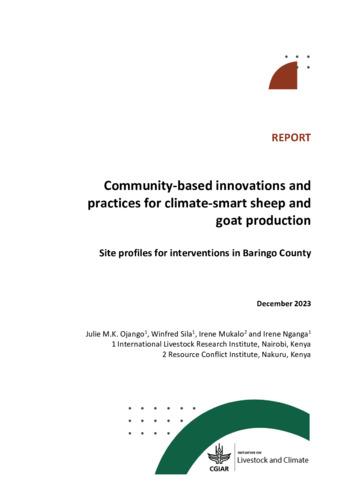 Community-based innovations and practices for climate-smart sheep and goat production: Site profiles for interventions in Baringo County