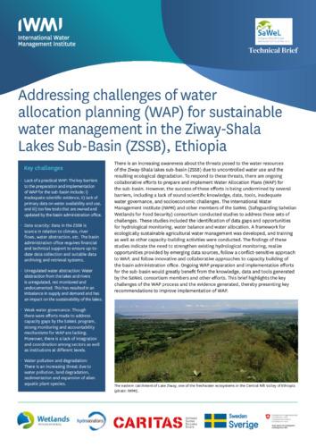Addressing challenges of water allocation planning (WAP) for sustainable water management in the Ziway-Shala Lakes Sub-Basin (ZSSB), Ethiopia