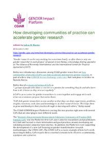 How developing communities of practice can accelerate gender research