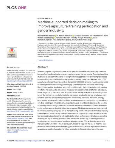 Machine-supported decision-making to improve agricultural training participation and gender inclusivity