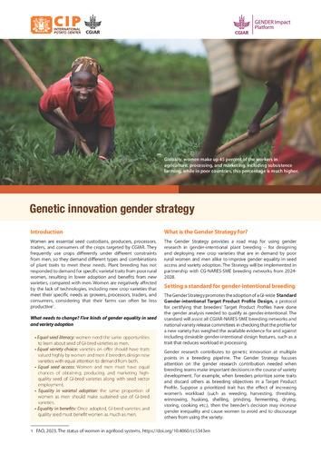 Genetic innovation gender strategy, 2024-2028: brief