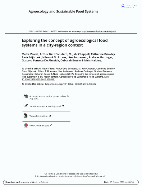 Exploring the concept of agroecological food systems in a city-region context